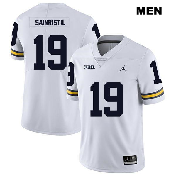 Men's NCAA Michigan Wolverines Mike Sainristil #19 White Jordan Brand Authentic Stitched Legend Football College Jersey NM25T86FQ